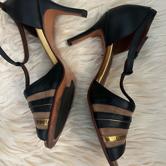 Anthro Black and Gold Heels - Picture 4 of 5